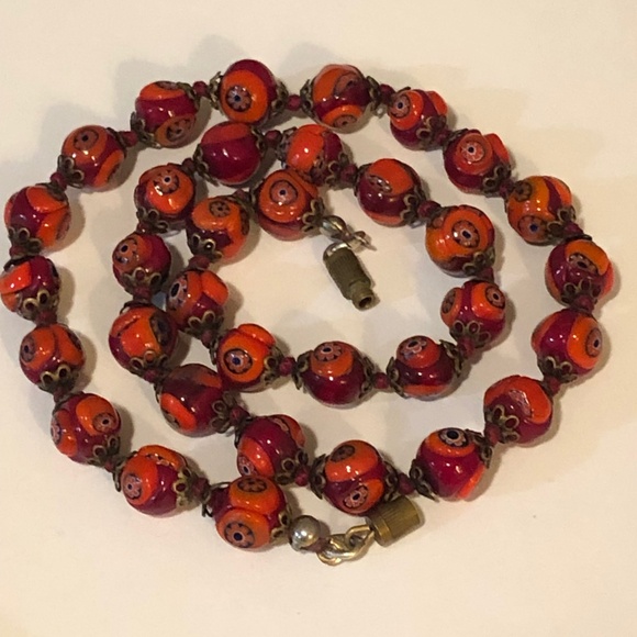 Venetian Murano Millefiori Glass Bead Necklace - Picture 4 of 6